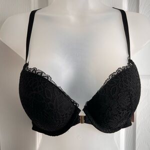 Elegant Black Lace Front Clasp Push Up Bra